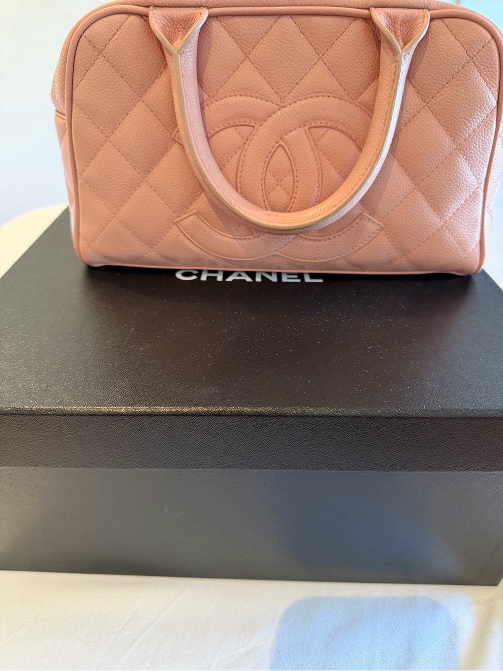 CHANEL Quilted Top-Handle Satchel in Dusty Rose